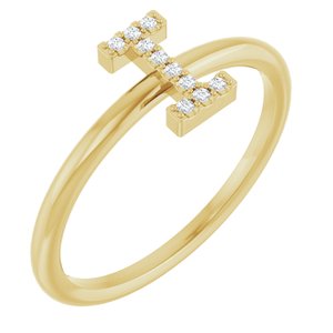 Ladies Natural Diamond Initial I Ring (I1, G-H) — 14K Yellow Gold