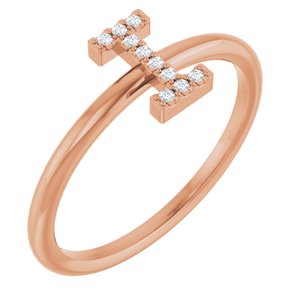 Ladies Natural Diamond Initial I Ring (I1, G-H) — 14K Rose Gold