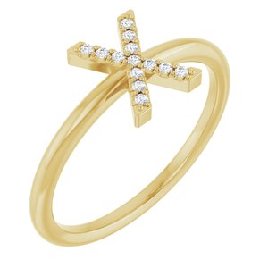 Ladies Natural Diamond Initial X Ring (I1, G-H) — 14K Yellow Gold