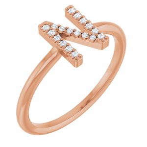 Ladies Natural Diamond Initial N Ring (I1, G-H) — 14K Rose Gold