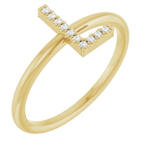 Ladies Natural Diamond Initial L Ring (I1, G-H) — 14K Yellow Gold