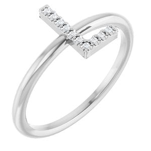 Ladies Natural Diamond Initial L Ring (Si2-Si3, G-H) — Platinum