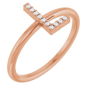 Ladies Natural Diamond Initial L Ring (I1, G-H) — 14K Rose Gold