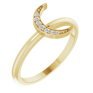 Ladies Natural Diamond Stackable Crescent Ring (I1, G-H) — 14K Yellow Gold