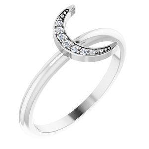Ladies Natural Diamond Stackable Crescent Ring (SI2-SI3, GHI) — Platinum