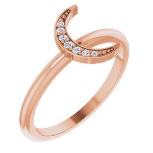Ladies Natural Diamond Stackable Crescent Ring (I1, G-H) — 14K Rose Gold