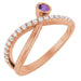 Ladies Natural Amethyst Natural Diamond Ring (I1, G-H) — 14K Rose Gold