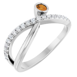 Ladies Natural Citrine Natural Diamond Ring (SI2-SI3, G-H) — Platinum