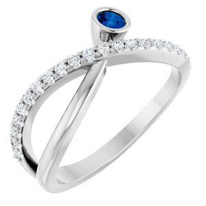 Ladies Natural Blue Sapphire Natural Diamond Ring (SI2-SI3, G-H) — Platinum