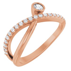 Ladies Natural White Sapphire Natural Diamond Ring (I1, G-H) — 14K Rose Gold