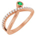 Ladies Natural Emerald Natural Diamond Ring (I1, G-H) — 14K Rose Gold