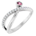 Ladies Natural Pink Tourmaline Natural Diamond Ring (I1, G-H) — Sterling Silver
