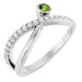 Ladies Natural Peridot Natural Diamond Ring (SI2-SI3, G-H) — Platinum