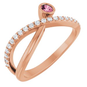 Ladies Natural Pink Tourmaline Natural Diamond Ring (I1, G-H) — 14K Rose Gold