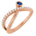 Ladies Natural Blue Sapphire Natural Diamond Ring (I1, G-H) — 14K Rose Gold