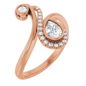 Ladies Natural Diamond Bezel-Set Bypass Ring (SI2-SI3, GHI) — 14K Rose Gold