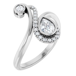 Ladies Natural Diamond Bezel-Set Bypass Ring (SI2-SI3, GHI) — Sterling Silver