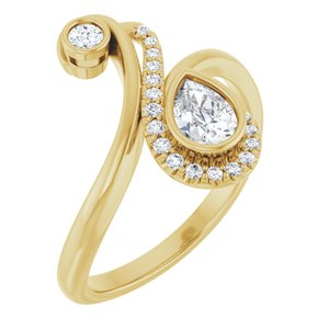 Ladies Natural Diamond Bezel-Set Bypass Ring (SI2-SI3, GHI) — 14K Yellow Gold