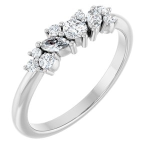 Ladies Natural Diamond Multi-Shape Ring (I1, G-H) — Sterling Silver