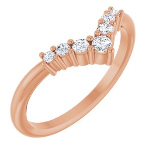 Ladies Natural Diamond Graduated V Ring (I1, G-H) — 14K Rose Gold