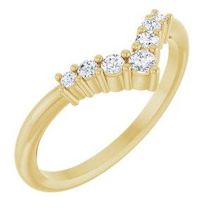Ladies Natural Diamond Graduated V Ring (I1, G-H) — 14K Yellow Gold