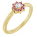 Ladies Natural Pink Tourmaline Natural Diamond Flower Ring (I1, G-H) — 14K Yellow Gold