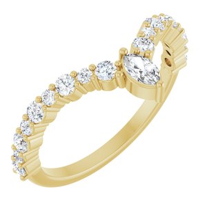 Ladies Natural Diamond V Ring (I1, G-H) — 14K Yellow Gold