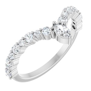 Ladies Natural Diamond V Ring (I1, G-H) — Sterling Silver