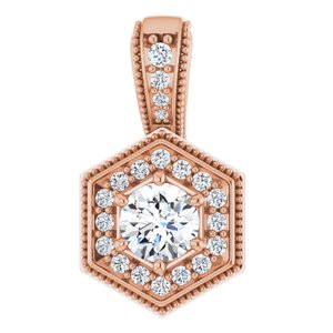 Ladies Natural Diamond Pendant (I1, G-H) — 14K Rose Gold