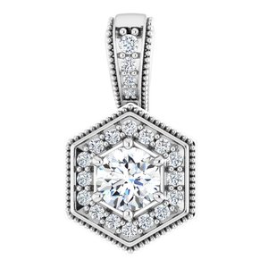 Ladies Natural Diamond Pendant (Si2-Si3, G-H) — Platinum