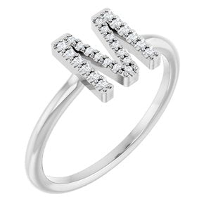 Ladies Natural Diamond Initial M Ring (I1, G-H) — Sterling Silver