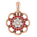 Ladies Natural Ruby Natural Diamond Pendant (I1, G-H) — 14K Rose Gold