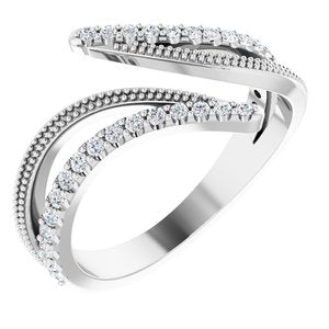 Ladies Natural Diamond Bypass Ring (SI2-SI3, G-H) — Sterling Silver