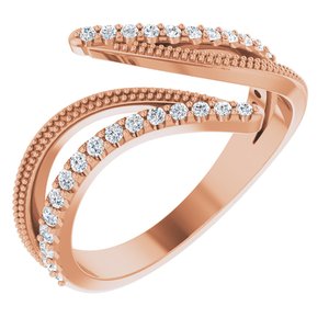 Ladies Natural Diamond Bypass Ring (SI2-SI3, G-H) — 14K Rose Gold