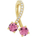 Ladies Natural Pink Tourmaline Natural Diamond Pendant (I1, G-H) — 14K Yellow Gold