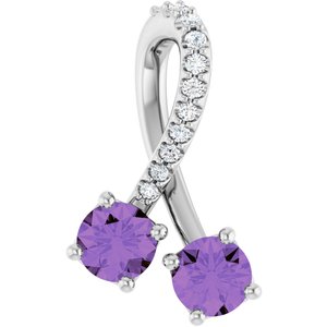 Ladies Natural Amethyst Natural Diamond Pendant (Si2-Si3, G-H) — Platinum