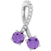 Ladies Natural Amethyst Natural Diamond Pendant (Si2-Si3, G-H) — Platinum