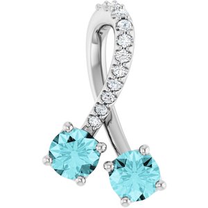 Ladies Natural Blue Zircon Natural Diamond Pendant (Si2-Si3, G-H) — Platinum