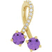 Ladies Natural Amethyst Natural Diamond Pendant (I1, G-H) — 14K Yellow Gold