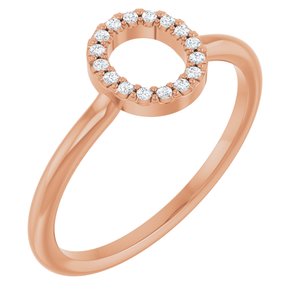 Ladies Natural Diamond Initial O Ring (I1, G-H) — 14K Rose Gold