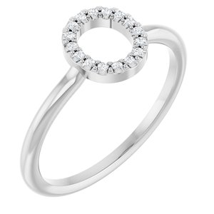 Ladies Natural Diamond Initial O Ring (I1, G-H) — 14K White Gold