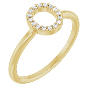 Ladies Natural Diamond Initial O Ring (I1, G-H) — 14K Yellow Gold