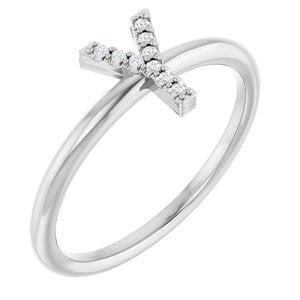 Ladies Natural Diamond Initial Y Ring (Si2-Si3, G-H) — Platinum