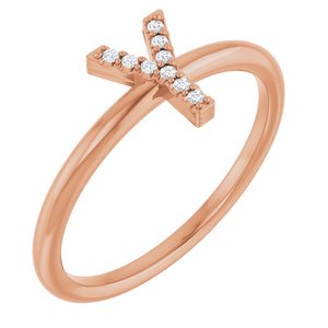 Ladies Natural Diamond Initial Y Ring (I1, G-H) — 14K Rose Gold