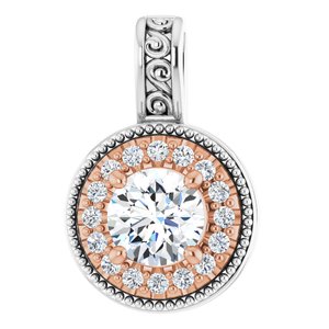 Ladies 14K White/ Natural Diamond Halo-Style Pendant (I1, G-H) — 14K White/Rose Gold