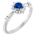 Ladies Natural Blue Sapphire Natural Diamond Halo-Style Ring (SI2-SI3, G-H) — Platinum