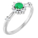 Ladies Natural Emerald Natural Diamond Halo-Style Ring (I1, G-H) — Sterling Silver
