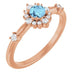 Ladies Natural Aquamarine Natural Diamond Halo-Style Ring (I1, G-H) — 14K Rose Gold