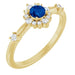 Ladies Natural Blue Sapphire Natural Diamond Halo-Style Ring (I1, G-H) — 14K Yellow Gold