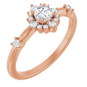 Ladies Natural White Sapphire Natural Diamond Halo-Style Ring (I1, G-H) — 14K Rose Gold